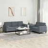 Sofa Sofos komplektas su pagalvėmis, 2 dalių, pilkas, aksomas