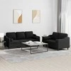 Sofa Sofos komplektas su pagalvėmis, 2 dalių, juodas, audinys