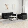Sofa Sofos komplektas su pagalvėmis, 2 dalių, juodas, aksomas
