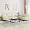 Sofa Sofos komplektas su pagalvėmis, 2 dalių, kreminis, dirbtinė oda