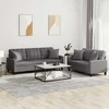 Sofa Sofos komplektas su pagalvėmis, 2 dalių, pilkas, dirbtinė oda