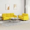 Sofa Sofos komplektas su pagalvėmis, 2 dalių, geltonas, audinys