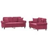 Sofa Sofos komplektas su pagalvėmis, 2 dalių, vyno, aksomas