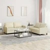 Sofa Sofos komplektas su pagalvėmis, 2 dalių, kreminis, dirbtinė oda