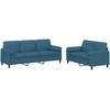 Sofa Sofos komplektas su pagalvėmis, 2 dalių, mėlynas, aksomas