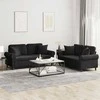 Sofa Sofos komplektas su pagalvėmis, 2 dalių, juodas, aksomas