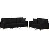 Sofa Sofos komplektas su pagalvėmis, 2 dalių, juodas, audinys