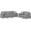 Sofa Sofos komplektas su pagalvėmis, 2 dalių, pilkas, audinys