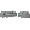Sofa Sofos komplektas su pagalvėmis, 2 dalių, pilkas, audinys
