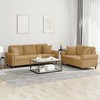 Sofa Sofos komplektas su pagalvėmis, 2 dalių, rudas, aksomas