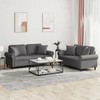 Sofa Sofos komplektas su pagalvėmis, 2 dalių, pilkas, dirbtinė oda