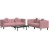 Sofa Sofos komplektas su pagalvėmis, 2 dalių, rožinis, aksomas
