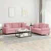 Sofa Sofos komplektas su pagalvėmis, 2 dalių, rožinis, aksomas