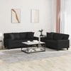 Sofa Sofos komplektas su pagalvėmis, 2 dalių, juodas, dirbtinė oda