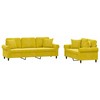 Sofa Sofos komplektas su pagalvėmis, 2 dalių, geltonas, aksomas