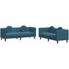 Sofa Sofos komplektas su pagalvėmis, 2 dalių, mėlynas, aksomas
