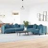 Sofa Sofos komplektas su pagalvėmis, 2 dalių, mėlynas, aksomas