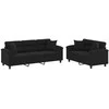 Sofa Sofos komplektas su pagalvėmis, 2 dalių, juodas, audinys