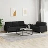 Sofa Sofos komplektas su pagalvėmis, 2 dalių, juodas, audinys