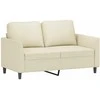 Sofa Sofos komplektas su pagalvėmis, 2 dalių, kreminis, dirbtinė oda