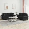 Sofa Sofos komplektas su pagalvėmis, 2 dalių, juodas, dirbtinė oda