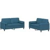 Sofa Sofos komplektas su pagalvėmis, 2 dalių, mėlynas, aksomas
