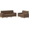 Sofa Sofos komplektas su pagalvėmis, 2 dalių, rudas, audinys