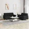 Sofa Sofos komplektas su pagalvėmis, 2 dalių, juodas, audinys