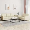 Sofa Sofos komplektas su pagalvėmis, 2 dalių, kreminis, dirbtinė oda