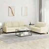 Sofa Sofos komplektas su pagalvėmis, 2 dalių, kreminis, dirbtinė oda