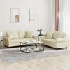 Sofa Sofos komplektas su pagalvėmis, 2 dalių, kreminis, dirbtinė oda