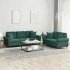 Sofa Sofos komplektas su pagalvėmis, 2 dalių, žalias, aksomas