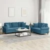 Sofa Sofos komplektas su pagalvėmis, 2 dalių, mėlynas, aksomas