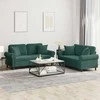 Sofa Sofos komplektas su pagalvėmis, 2 dalių, žalias, aksomas