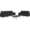 Sofa Sofos komplektas su pagalvėmis, 2 dalių, juodas, audinys