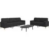 Sofa Sofos komplektas su pagalvėmis, 2 dalių, juodas, audinys