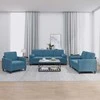 Sofa Sofos komplektas su pagalvėmis, 3 dalių, mėlynas, aksomas