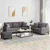 Sofa Sofos komplektas su pagalvėmis, 3 dalių, pilkas, dirbtinė oda