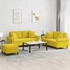 Sofa Sofos komplektas su pagalvėmis, 3 dalių, geltonas, aksomas