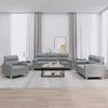 Sofa Sofos komplektas su pagalvėmis, 3 dalių, pilkas, audinys