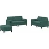 Sofa Sofos komplektas su pagalvėmis, 3 dalių, žalias, aksomas