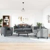 Sofa Sofos komplektas su pagalvėmis, 3 dalių, pilkas, aksomas