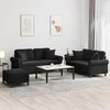 Sofa Sofos komplektas su pagalvėmis, 3 dalių, juodas, aksomas