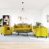 Sofa Sofos komplektas su pagalvėmis, 3 dalių, geltonas, aksomas