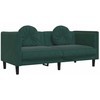 Sofa Sofos komplektas su pagalvėmis, 3 dalių, žalias, aksomas