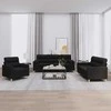 Sofa Sofos komplektas su pagalvėmis, 3 dalių, juodas, audinys