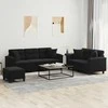 Sofa Sofos komplektas su pagalvėmis, 3 dalių, juodas, audinys