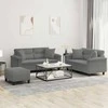 Sofa Sofos komplektas su pagalvėmis, 3 dalių, pilkas, audinys