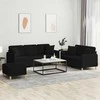 Sofa Sofos komplektas su pagalvėmis, 3 dalių, juodas, audinys