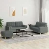 Sofa Sofos komplektas su pagalvėmis, 3 dalių, pilkas, audinys